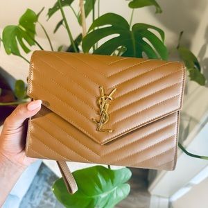 Authentic Tan YSL Monogram Handbag